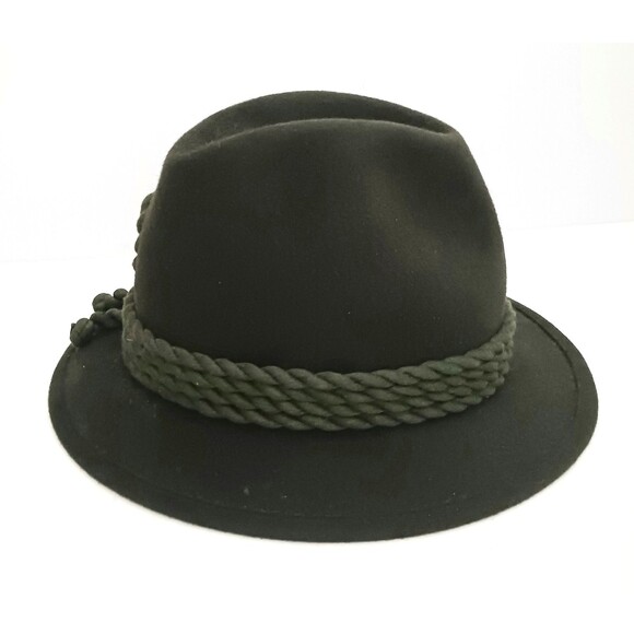 VTG Huckel Tyrolean Dk Green Wool Felt Hunting Mountain Hat Sz M /22" Braid Trim - Picture 7 of 12